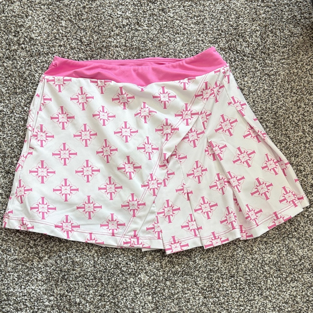Pink & White Printed Athletic Skort - Girls golf
